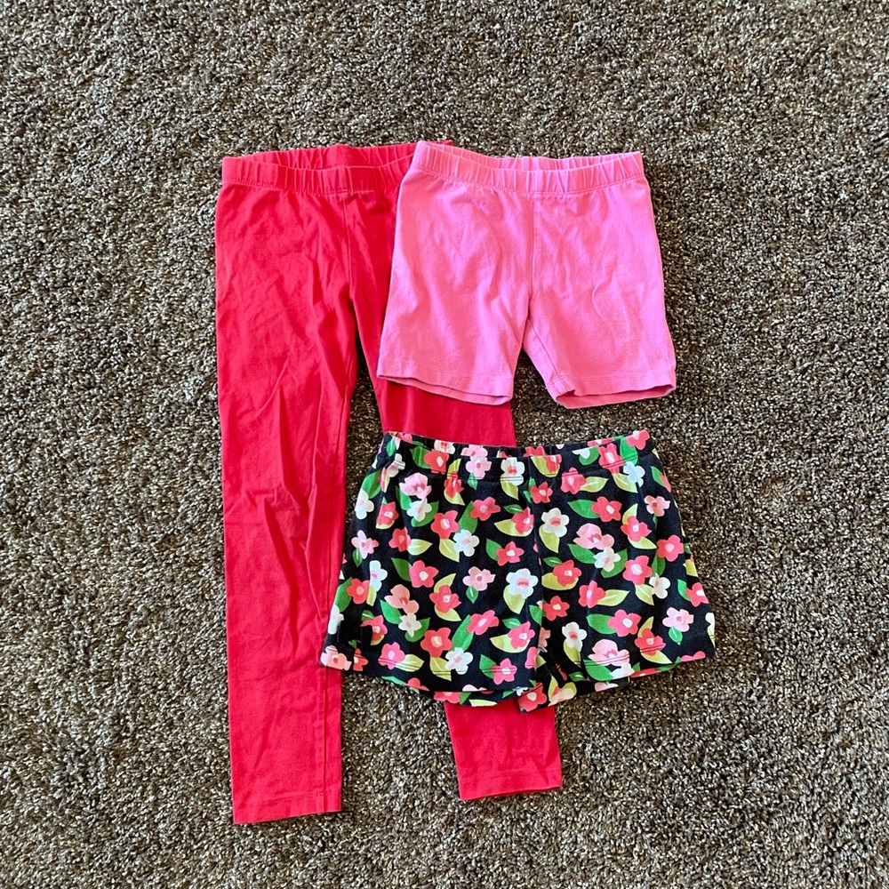 Gymboree Red and Pink Leggings with Floral Shorts